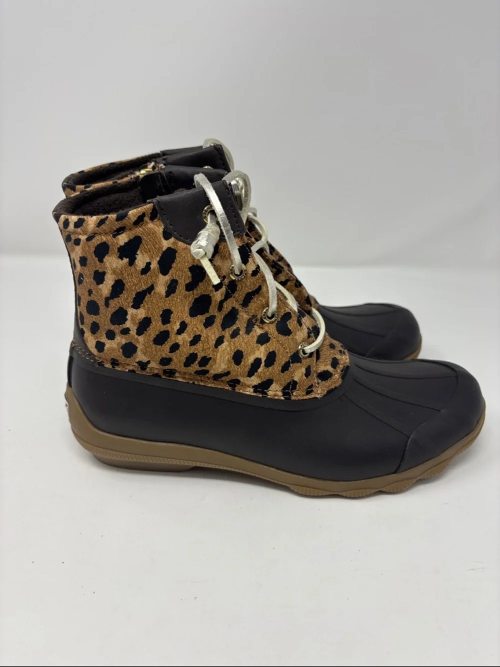 Sperry | Leopard Print Duck Boots -‎ Women's Waterproof Ankle Boot 8.5